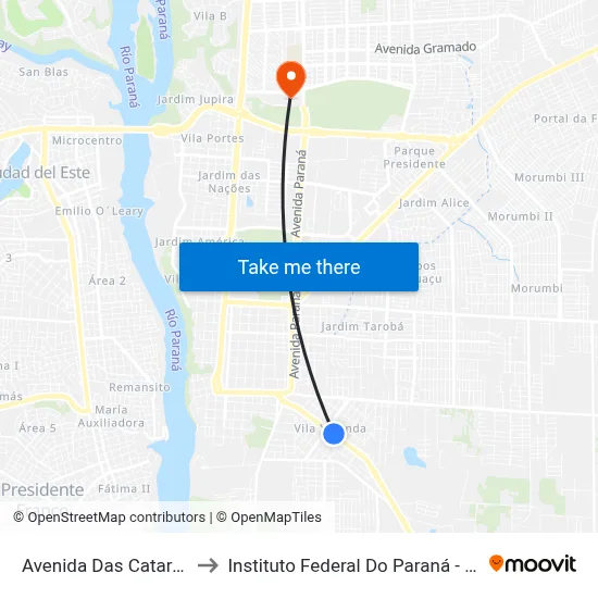 Avenida Das Cataratas, 971 to Instituto Federal Do Paraná - Campus Foz map