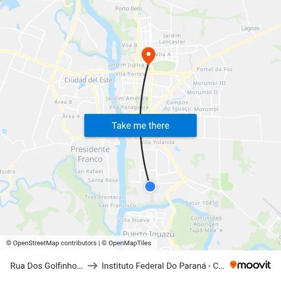 Rua Dos Golfinhos, 1211 to Instituto Federal Do Paraná - Campus Foz map