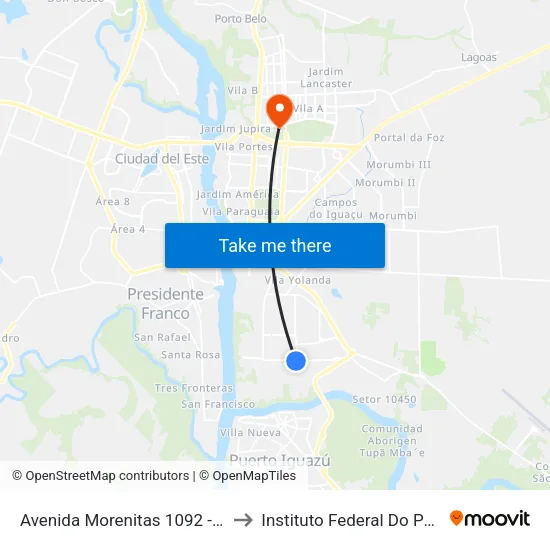 Avenida Morenitas 1092 - Colégio Estadual J.K. to Instituto Federal Do Paraná - Campus Foz map