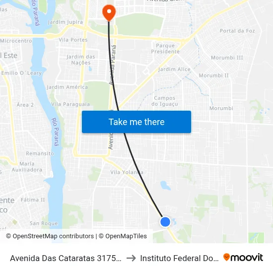 Avenida Das Cataratas 3175 - Mabu Thermas Grand Resort to Instituto Federal Do Paraná - Campus Foz map
