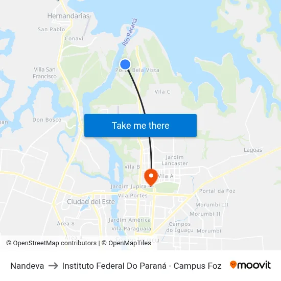 Nandeva to Instituto Federal Do Paraná - Campus Foz map