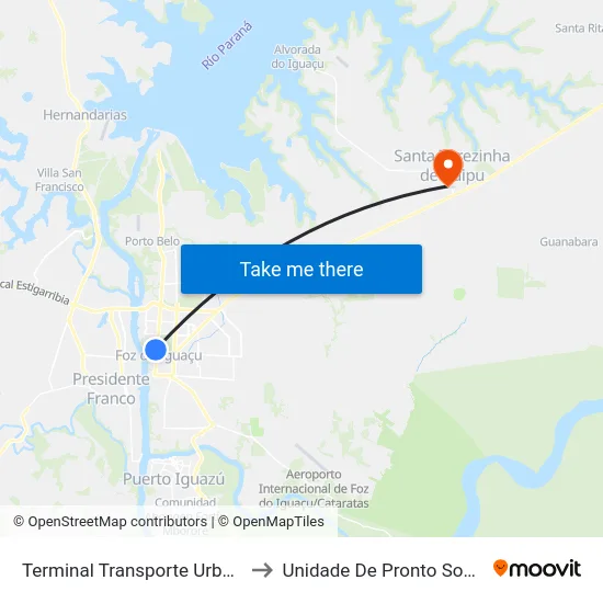 Terminal Transporte Urbano (Ala 02) to Unidade De Pronto Socorro (Upa) map