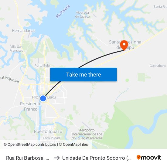 Rua Rui Barbosa, 627 to Unidade De Pronto Socorro (Upa) map