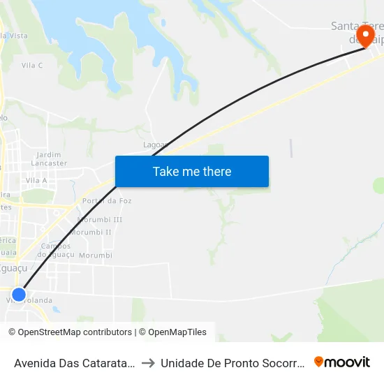 Avenida Das Cataratas, 322 to Unidade De Pronto Socorro (Upa) map