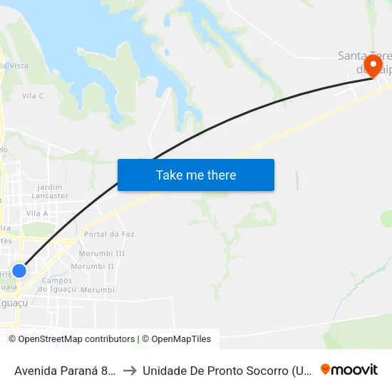 Avenida Paraná 810 to Unidade De Pronto Socorro (Upa) map
