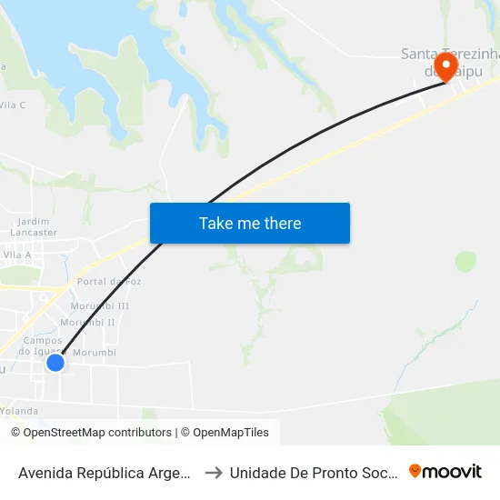 Avenida República Argentina, 4199 to Unidade De Pronto Socorro (Upa) map