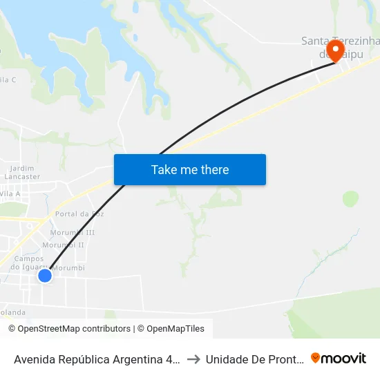 Avenida República Argentina 4285 - Viação Gato Branco to Unidade De Pronto Socorro (Upa) map