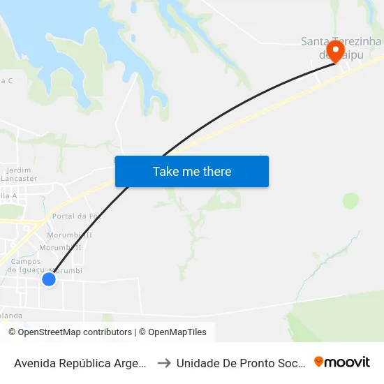 Avenida República Argentina, 4995 to Unidade De Pronto Socorro (Upa) map
