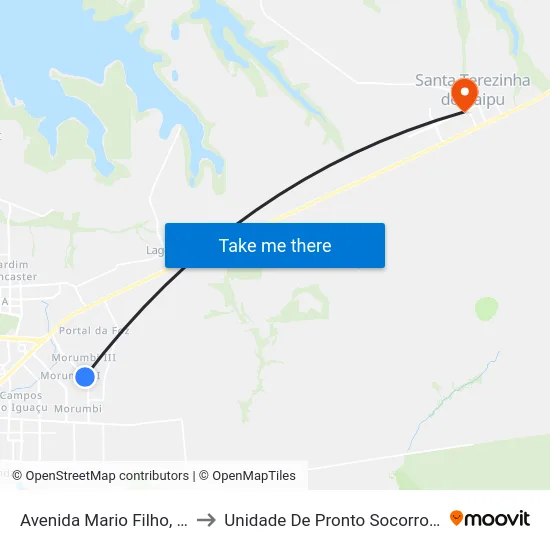 Avenida Mario Filho, 1521 to Unidade De Pronto Socorro (Upa) map
