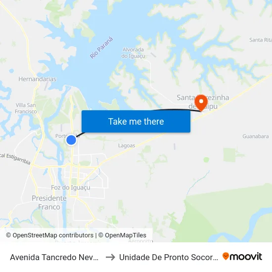 Avenida Tancredo Neves, 3511 to Unidade De Pronto Socorro (Upa) map
