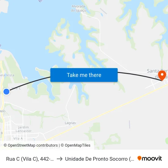 Rua C (Vila C), 442-512 to Unidade De Pronto Socorro (Upa) map