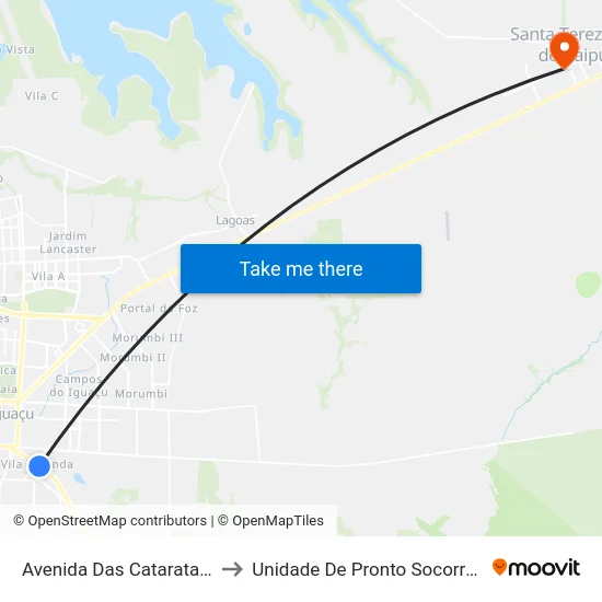 Avenida Das Cataratas, 971 to Unidade De Pronto Socorro (Upa) map