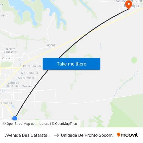 Avenida Das Cataratas, 3601 to Unidade De Pronto Socorro (Upa) map