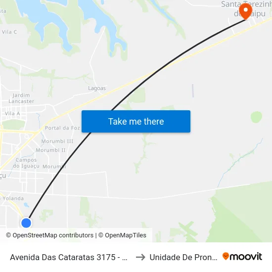 Avenida Das Cataratas 3175 - Mabu Thermas Grand Resort to Unidade De Pronto Socorro (Upa) map
