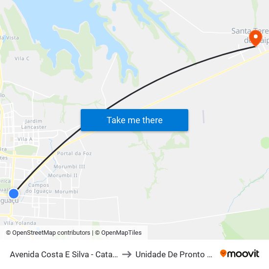 Avenida Costa E Silva - Cataratas Jl Shopping to Unidade De Pronto Socorro (Upa) map