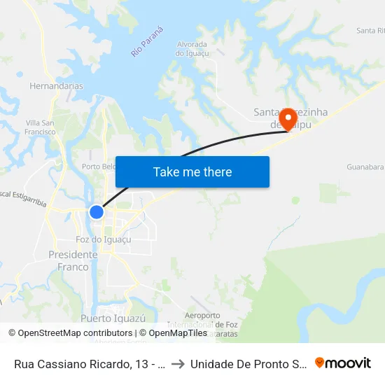Rua Cassiano Ricardo, 13 - Terminal Ponte to Unidade De Pronto Socorro (Upa) map