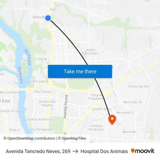 Avenida Tancredo Neves, 269 to Hospital Dos Animais map