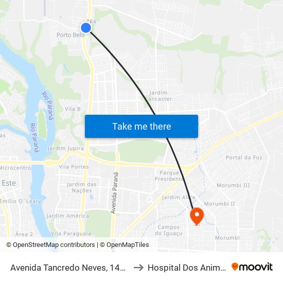 Avenida Tancredo Neves, 14834 to Hospital Dos Animais map