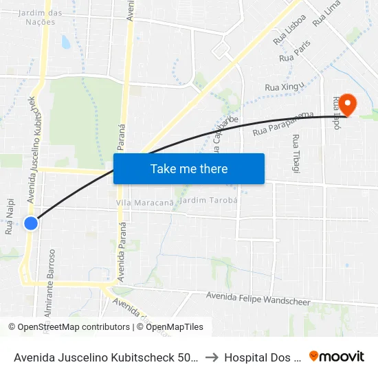 Avenida Juscelino Kubitscheck 506 - Fouad Center to Hospital Dos Animais map