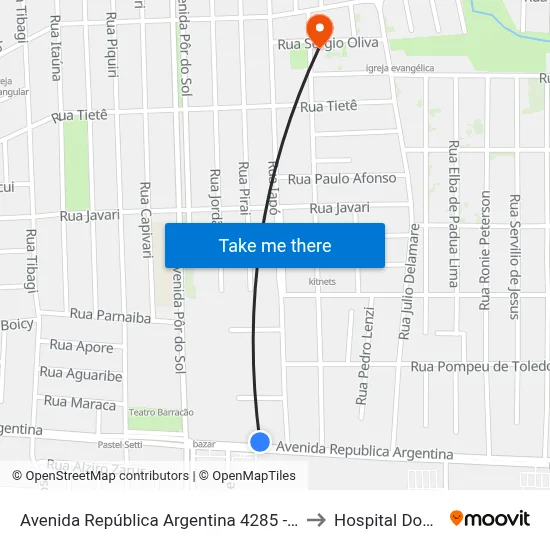 Avenida República Argentina 4285 - Viação Gato Branco to Hospital Dos Animais map