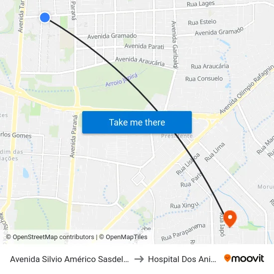 Avenida Silvio Américo Sasdelli, 386 to Hospital Dos Animais map