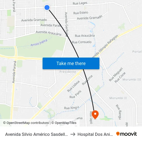 Avenida Silvio Américo Sasdelli, 1780 to Hospital Dos Animais map