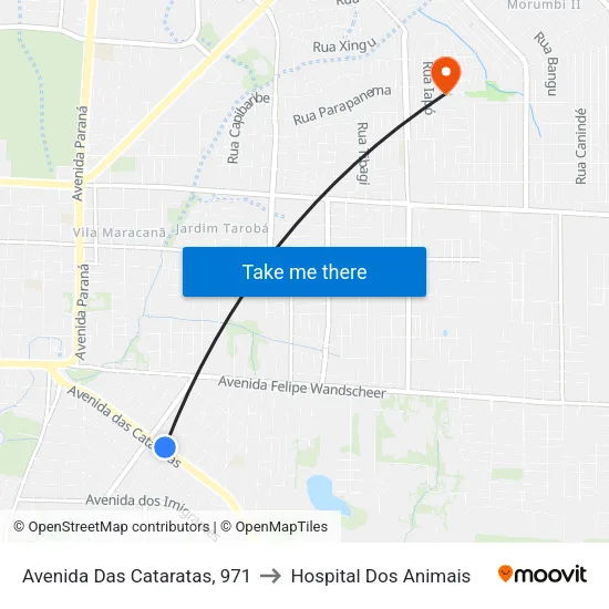 Avenida Das Cataratas, 971 to Hospital Dos Animais map
