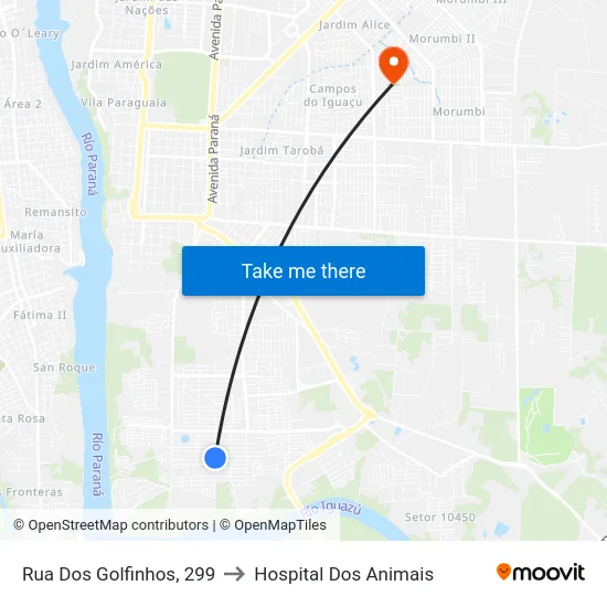 Rua Dos Golfinhos, 299 to Hospital Dos Animais map