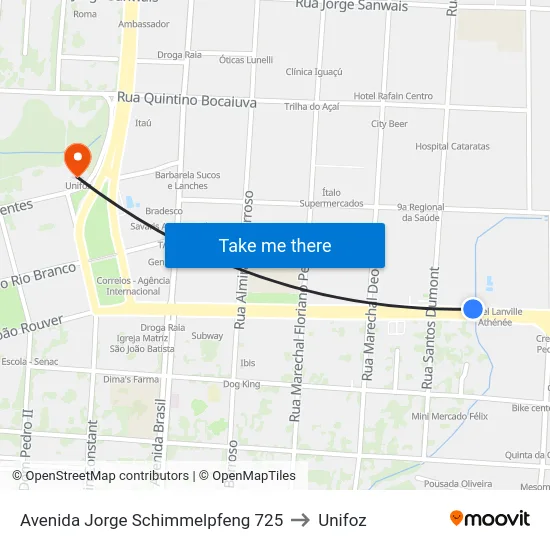 Avenida Jorge Schimmelpfeng 725 to Unifoz map