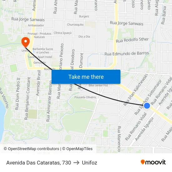 Avenida Das Cataratas, 730 to Unifoz map