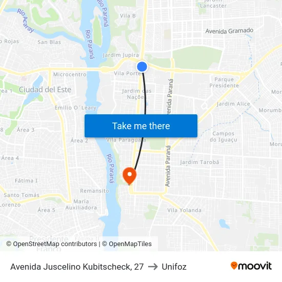Avenida Juscelino Kubitscheck, 27 to Unifoz map