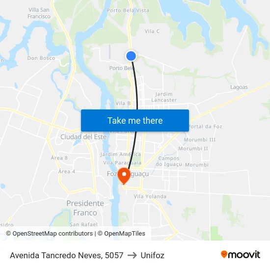 Avenida Tancredo Neves, 5057 to Unifoz map