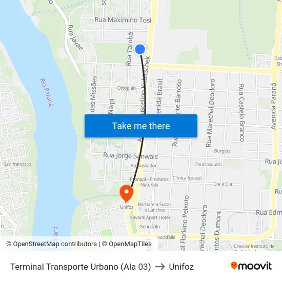 Terminal Transporte Urbano (Ala 03) to Unifoz map