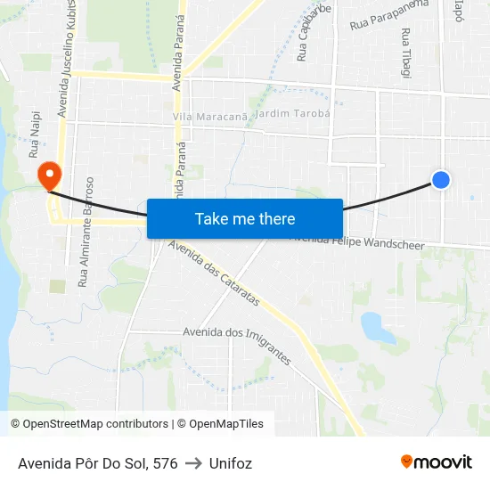 Avenida Pôr Do Sol, 576 to Unifoz map