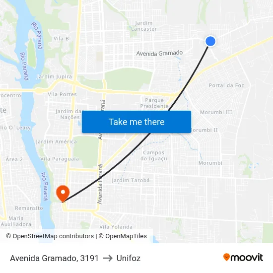 Avenida Gramado, 3191 to Unifoz map