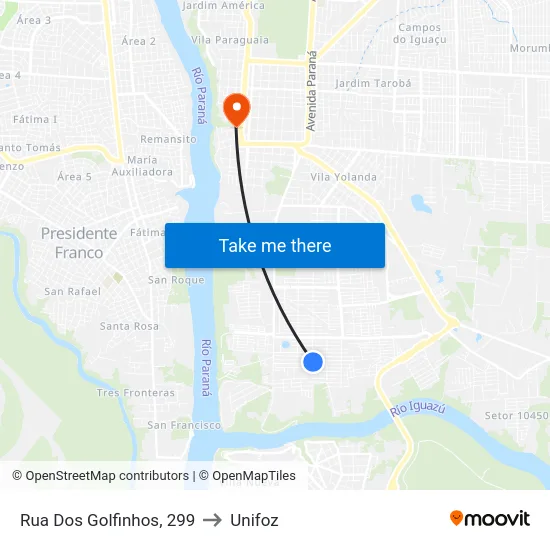 Rua Dos Golfinhos, 299 to Unifoz map