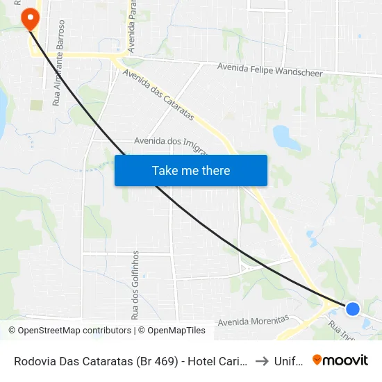 Rodovia Das Cataratas (Br 469) - Hotel Carimã to Unifoz map