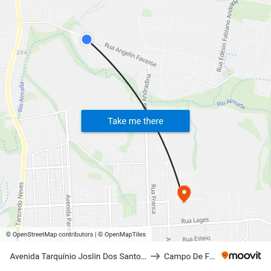 Avenida Tarquínio Joslin Dos Santos - Unioeste to Campo De Futebol map