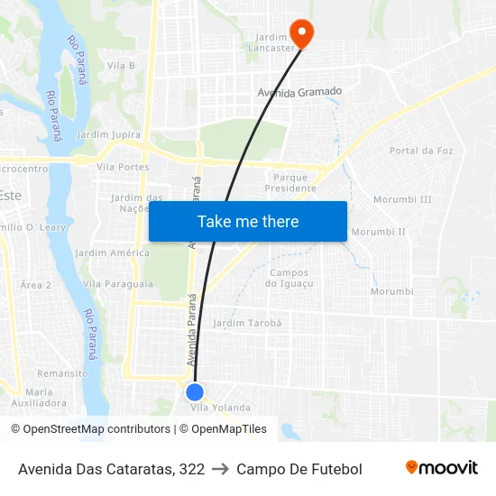 Avenida Das Cataratas, 322 to Campo De Futebol map