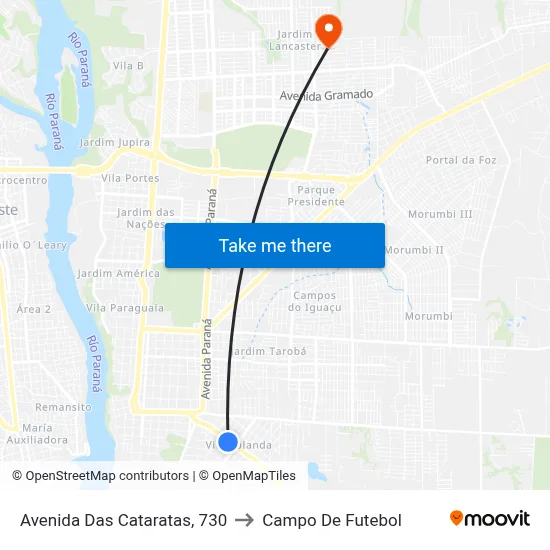 Avenida Das Cataratas, 730 to Campo De Futebol map