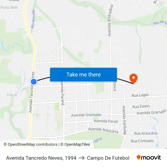 Avenida Tancredo Neves, 1994 to Campo De Futebol map