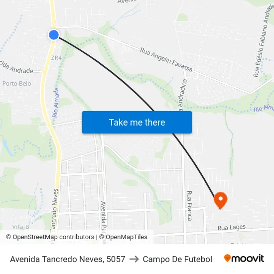 Avenida Tancredo Neves, 5057 to Campo De Futebol map