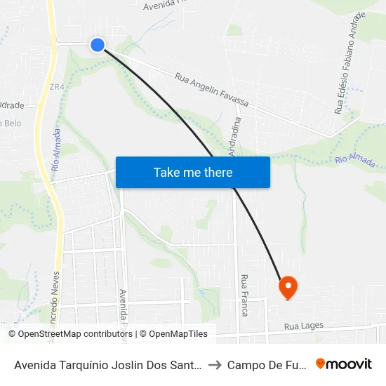 Avenida Tarquínio Joslin Dos Santos 3522 to Campo De Futebol map