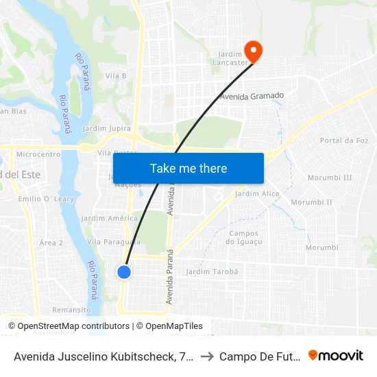 Avenida Juscelino Kubitscheck, 710-720 to Campo De Futebol map