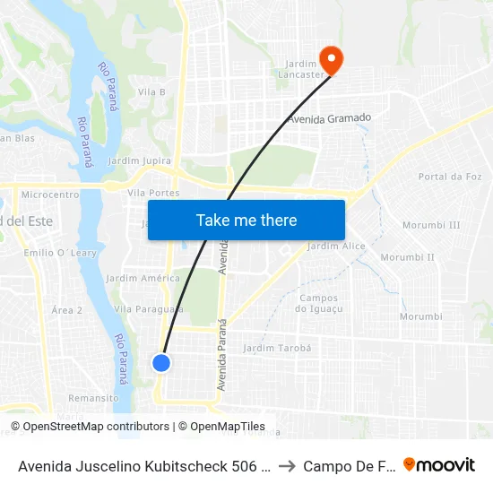 Avenida Juscelino Kubitscheck 506 - Fouad Center to Campo De Futebol map
