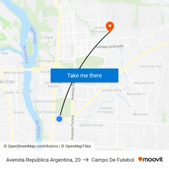 Avenida República Argentina, 20 to Campo De Futebol map