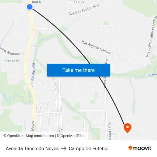 Avenida Tancredo Neves to Campo De Futebol map