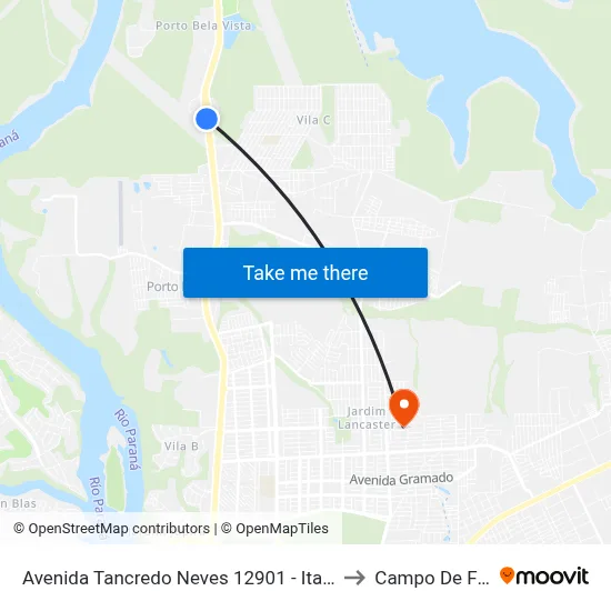 Avenida Tancredo Neves 12901 - Itaipu Binacional to Campo De Futebol map