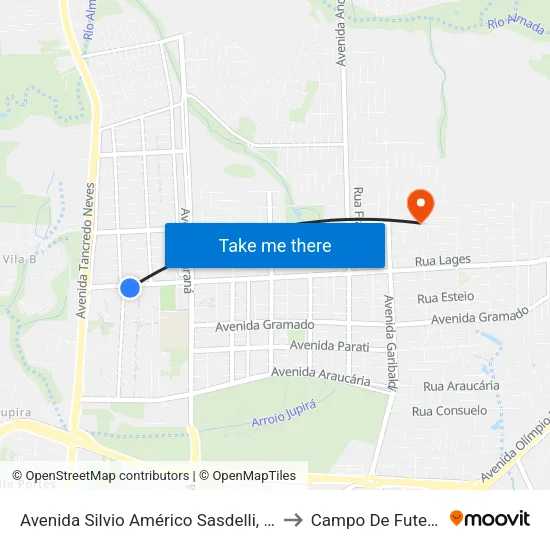 Avenida Silvio Américo Sasdelli, 386 to Campo De Futebol map