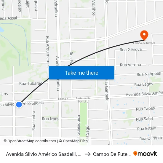 Avenida Silvio Américo Sasdelli, 1780 to Campo De Futebol map